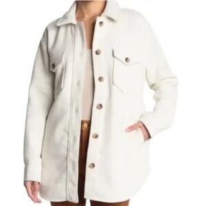 RDI Cream Textured Oversized Button Front Shirt Jacket - XS